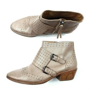 Rebecca Minkoff Boots 8.5 Metallic Gold Studded Double Buckle Ankle Booties Chic